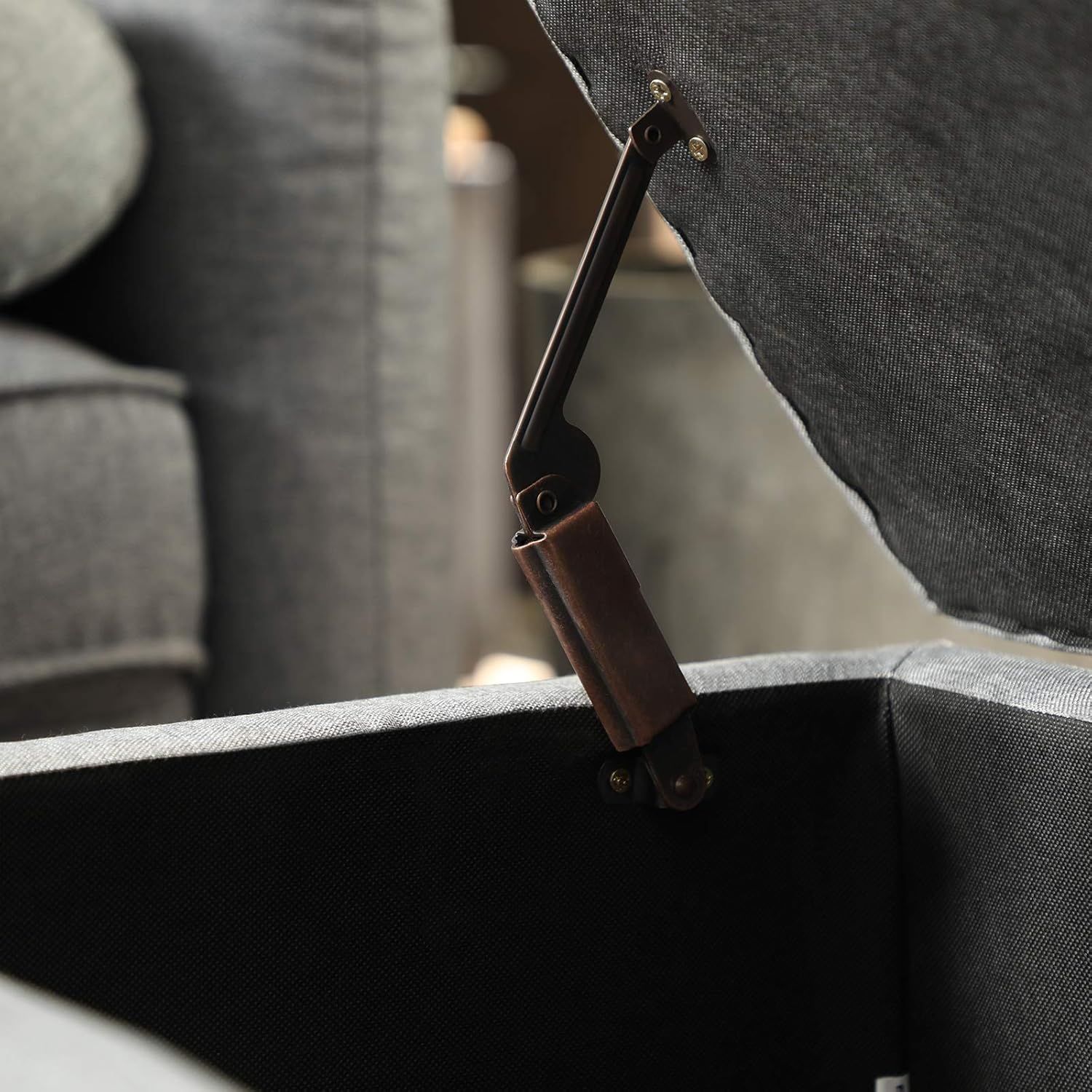 SONGMICS Storage Ottoman, Storage Bench, Tufted Entryway Bedroom Bench, 17.7 x 46.5 x 17.7 Inches, Hinges Easy Lid Operation, Wooden Legs, Linen-Look Cover, Loads 330 lb, Light Gray ULOM070G02 - Grand Goldman