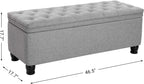SONGMICS Storage Ottoman, Storage Bench, Tufted Entryway Bedroom Bench, 17.7 x 46.5 x 17.7 Inches, Hinges Easy Lid Operation, Wooden Legs, Linen-Look Cover, Loads 330 lb, Light Gray ULOM070G02 - Grand Goldman