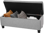SONGMICS Storage Ottoman, Storage Bench, Tufted Entryway Bedroom Bench, 17.7 x 46.5 x 17.7 Inches, Hinges Easy Lid Operation, Wooden Legs, Linen-Look Cover, Loads 330 lb, Light Gray ULOM070G02 - Grand Goldman
