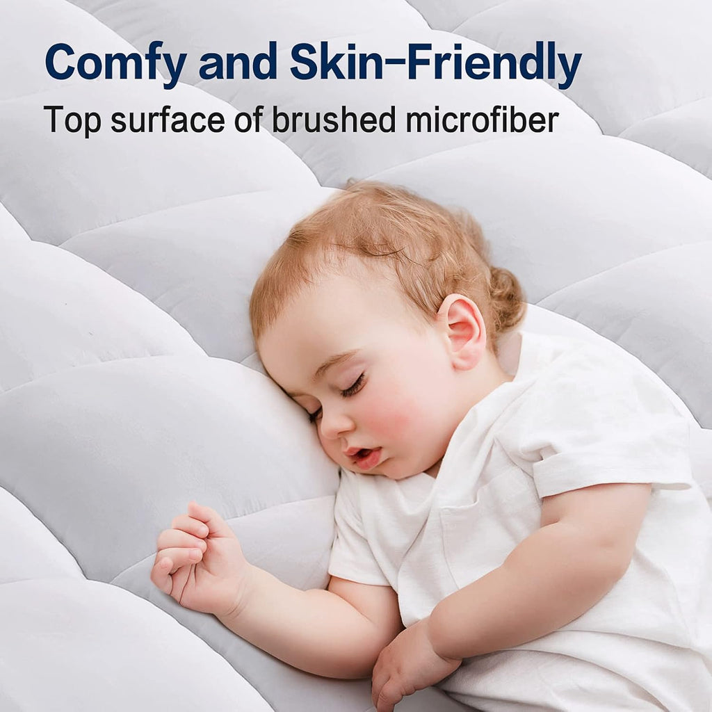 SOPAT Mattress Topper Queen Size Extra Thick Mattress Pad 8-21" Deep Pocket Soft Down Alternative Fill Mattress Protector Pillow Top Mattress Cover (60x80 Inches, White) - Grand Goldman