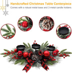 SUNNYPARK Christmas Table Centerpieces Decorations, 27.5 Inch Designed with Golden Bowknot Baubles Ornaments, Artificial Golden Berries and Pine Cones for Dining Room Table (Red Ball) - Grand Goldman