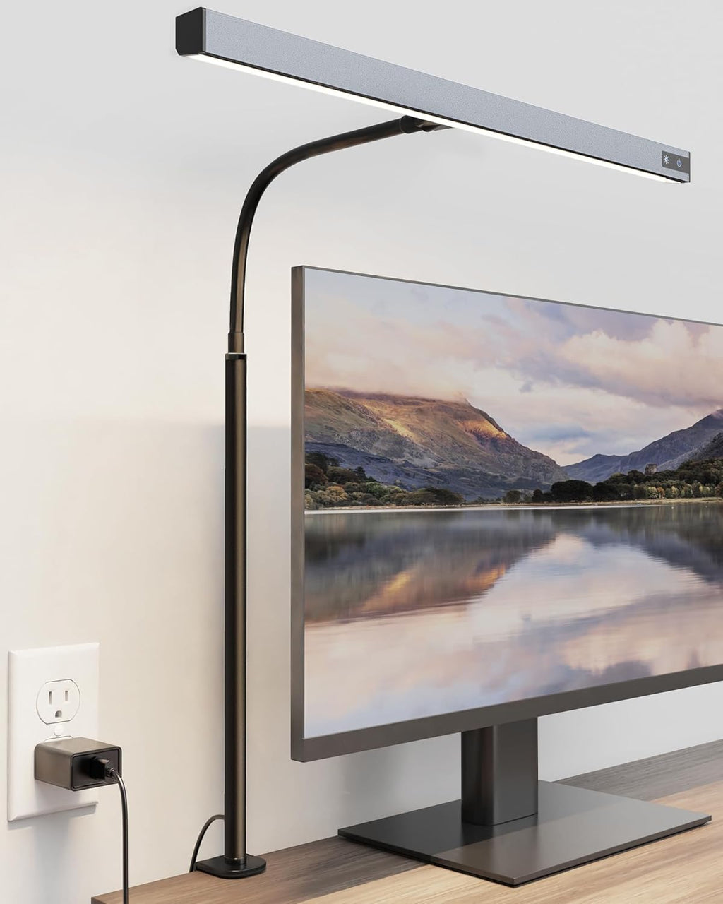 SUPERDANNY LED Desk Lamp for Office Home, Eye-Caring Desk Light with Adjustable Gooseneck, 12W Touch Control Dimmable Brightness, Architect Clamp Lamp with USB Adapter for Reading Study Workbench - Grand Goldman