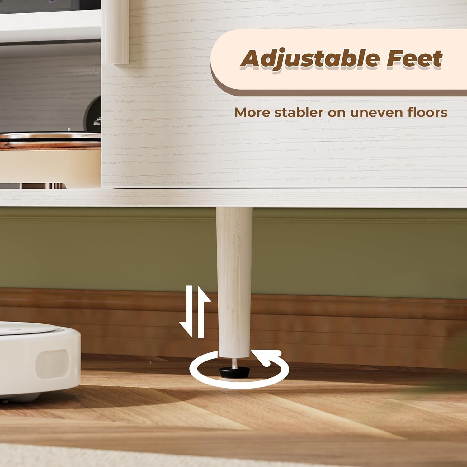 SUPERJARE TV Stand for 55 Inch TV, Entertainment Center with Adjustable Shelf, 2 Cabinets, TV Console Table, Media Console, Solid Wood Feet, Cord Holes, for Living Room, Bedroom, White - Grand Goldman