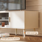 SUPERJARE TV Stand for 55 Inch TV, Entertainment Center with Adjustable Shelf, 2 Cabinets, TV Console Table, Media Console, Solid Wood Feet, Cord Holes, for Living Room, Bedroom, White - Grand Goldman