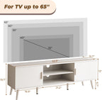 SUPERJARE TV Stand for 55 Inch TV, Entertainment Center with Adjustable Shelf, 2 Cabinets, TV Console Table, Media Console, Solid Wood Feet, Cord Holes, for Living Room, Bedroom, White - Grand Goldman
