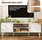 SUPERJARE TV Stand for 55 Inch TV, Entertainment Center with Adjustable Shelf, 2 Cabinets, TV Console Table, Media Console, Solid Wood Feet, Cord Holes, for Living Room, Bedroom, White - Grand Goldman