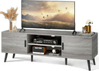 SUPERJARE TV Stand for 55 Inch TV, Entertainment Center with Adjustable Shelf, 2 Cabinets, TV Console Table, Media Console, Solid Wood Feet, Cord Holes, for Living Room, Bedroom, White - Grand Goldman