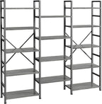 SUPERJARE Triple 4 Tier Bookshelf, Bookcase with 11 Open Display Shelves, Wide Book Shelf Book Case for Home & Office, Rustic Brown - Grand Goldman