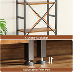 SUPERJARE Triple 4 Tier Bookshelf, Bookcase with 11 Open Display Shelves, Wide Book Shelf Book Case for Home & Office, Rustic Brown - Grand Goldman