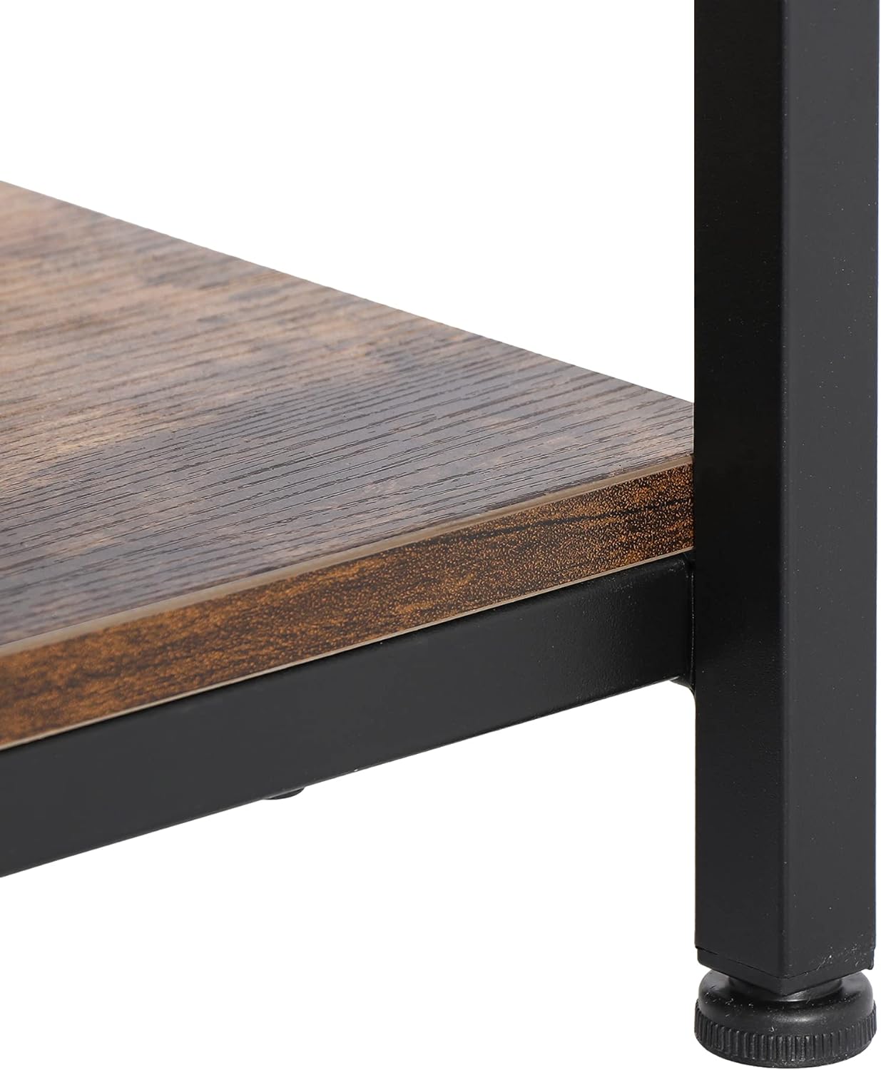 SUPER DEAL 2-Tier Industrial Coffee Table with Storage Shelf for Small Apartment Living Room, Rectangle Wood and Stable Metal TV Stand Side End Table, Rustic Brown - Grand Goldman