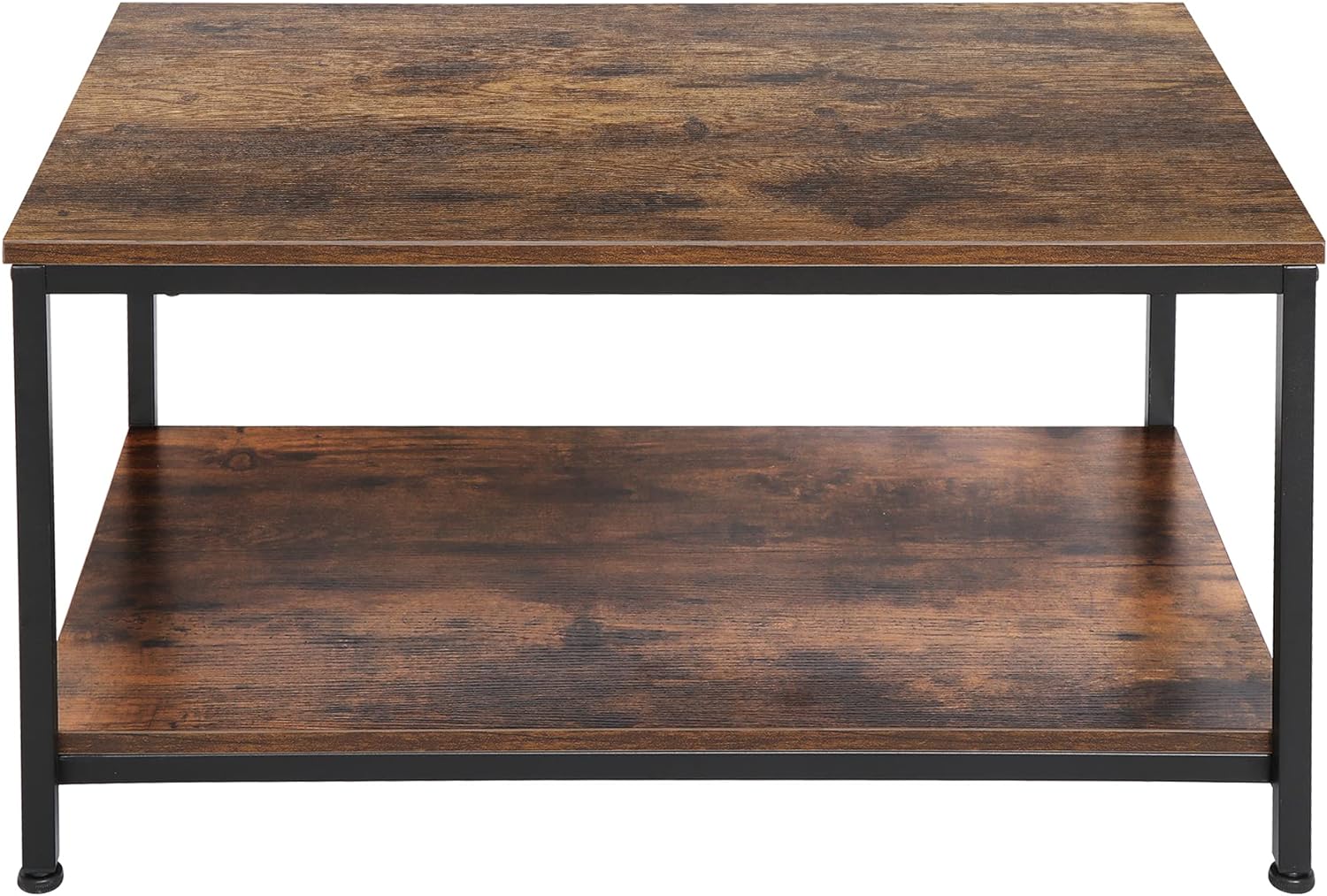 SUPER DEAL 2-Tier Industrial Coffee Table with Storage Shelf for Small Apartment Living Room, Rectangle Wood and Stable Metal TV Stand Side End Table, Rustic Brown - Grand Goldman