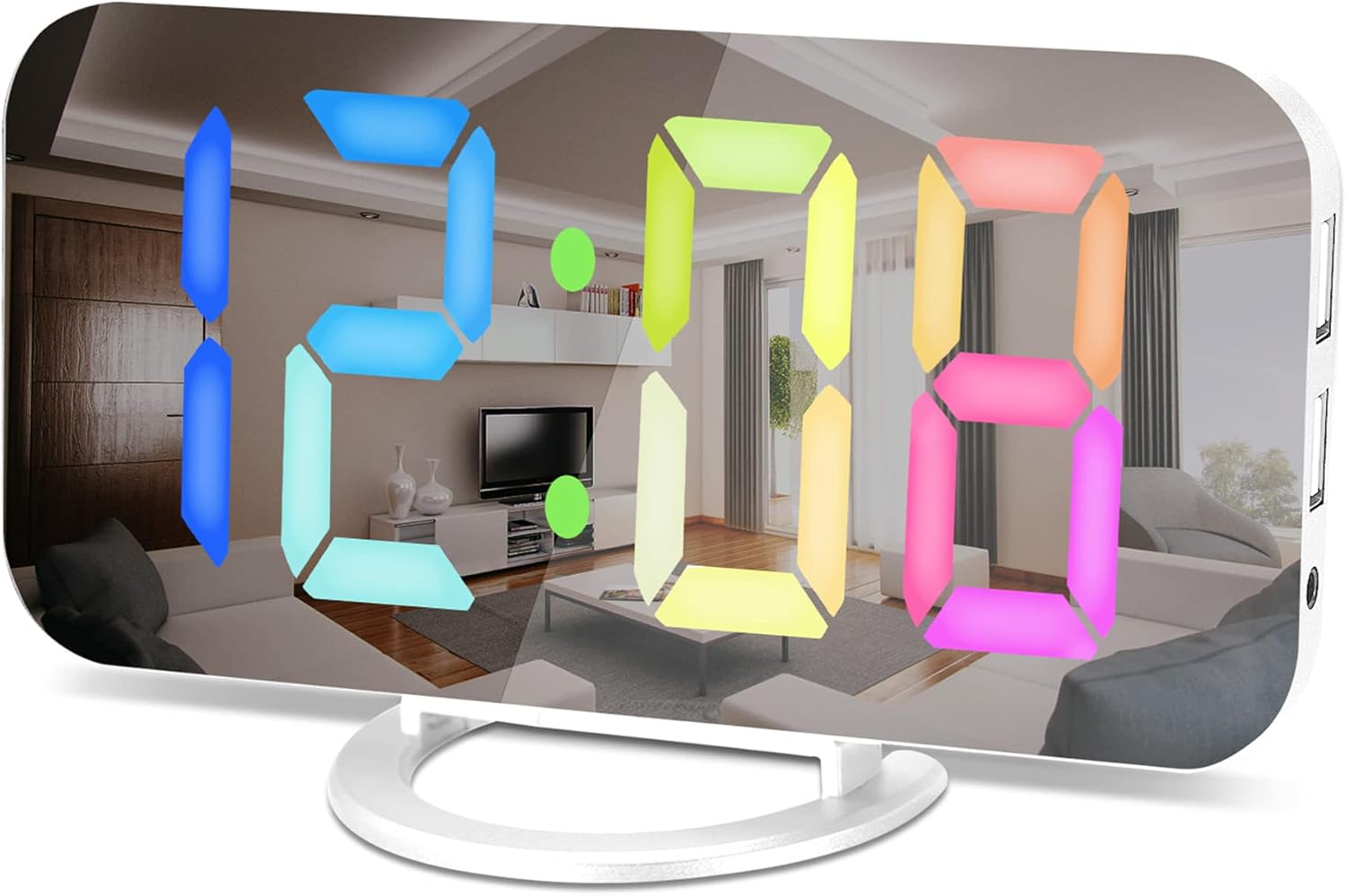 SZELAM Digital Alarm Clock,LED and Mirror Desk Clock Large Display,with Dual USB Charger Ports,3 Levels Brightness,12/24H,Modern Electronic Clock for Bedroom Home Living Room Office - Gold - Grand Goldman