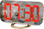 SZELAM Digital Alarm Clock,LED and Mirror Desk Clock Large Display,with Dual USB Charger Ports,3 Levels Brightness,12/24H,Modern Electronic Clock for Bedroom Home Living Room Office - Gold - Grand Goldman