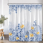 Blue Leaves Shower Curtain Watercolour Plant Eucalyptus Leaf Modern Simple Home Bathroom Decor Fabric Bath Curtains With Hooks