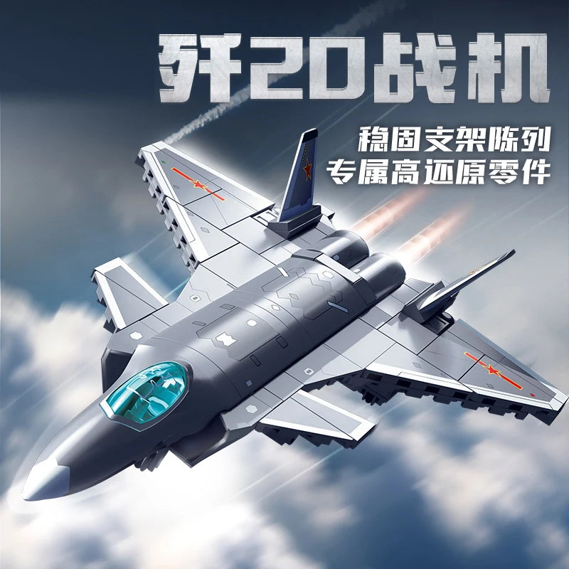 J-20 Carrier Based Fighter Jet Assemblage Building Blocks MOC Military Series Aircraft Plane Model Bricks Boys Toys Gifts