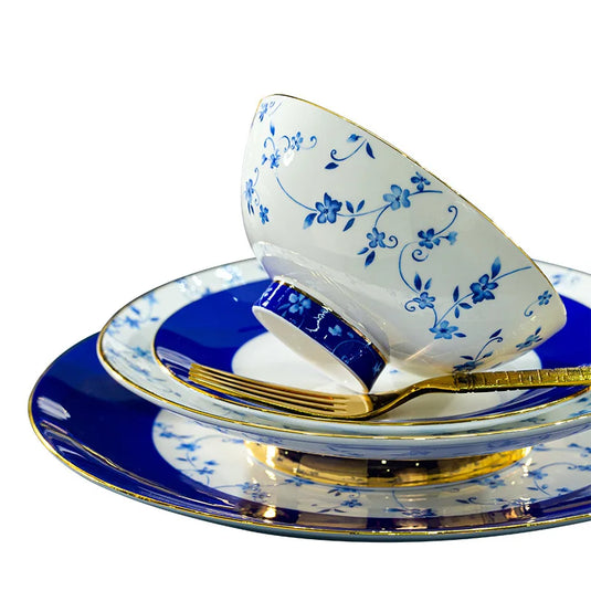 Jingdezhen ceramic tableware, bowl and plate combination set, bone china tableware for household use