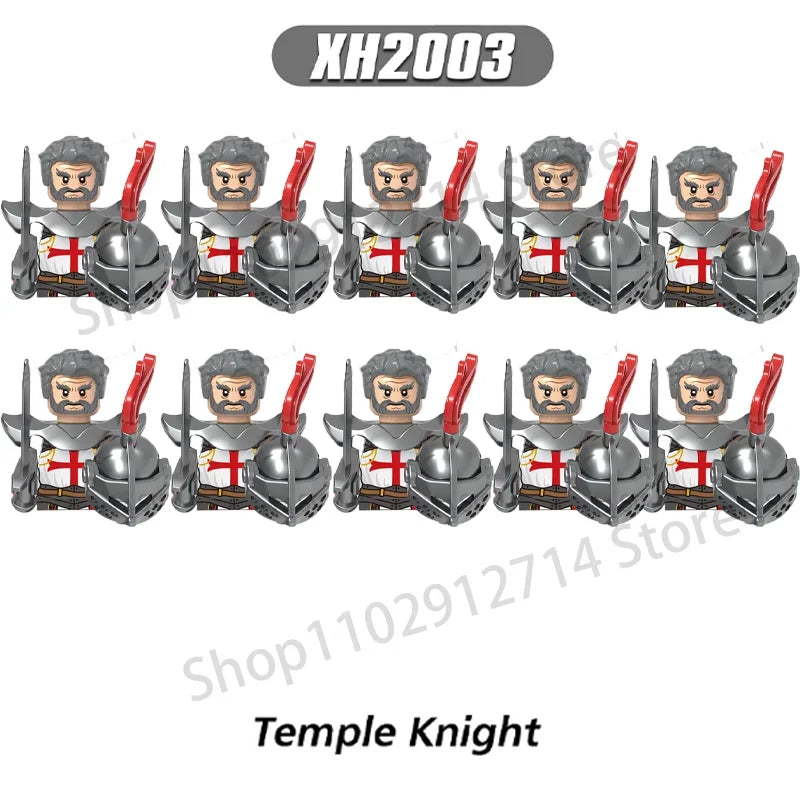 10Pcs/Set Historical Medieval Sparta Heroes Crusader Roman Soldiers Building Blocks Military Action Figures Bricks Toys For Kids
