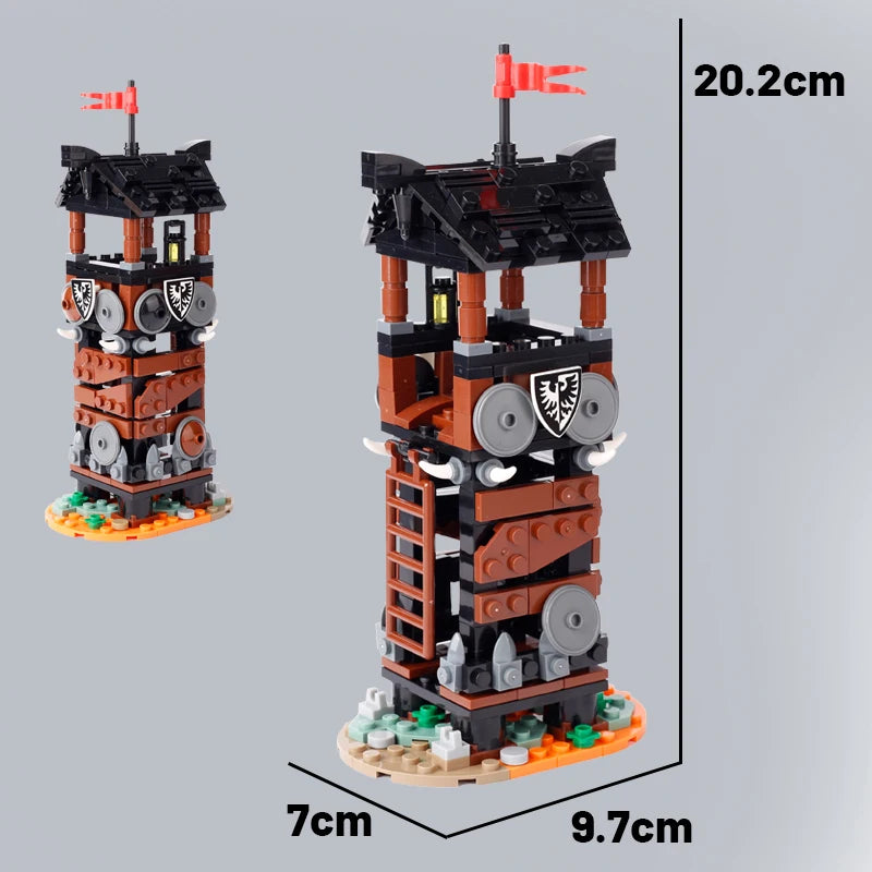 Medieval Military Tower Building Block Rome Knight Castle Siege Vehicle Hammer Boat Tent Flag Sword Weapons Bricks Toys Kid Gift