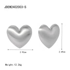 Stainless Steel Vintage Brushed Love Heart Stud Earrings PVD 18k Plated High Quality Free Temperament Charm Jewelry for Women - Grand Goldman