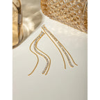 Anti-allergische 18K goud vergulde kwast metalen ketting hangende druppel strass oorbellen roestvrij staal delicaat sieraden voor vrouwen