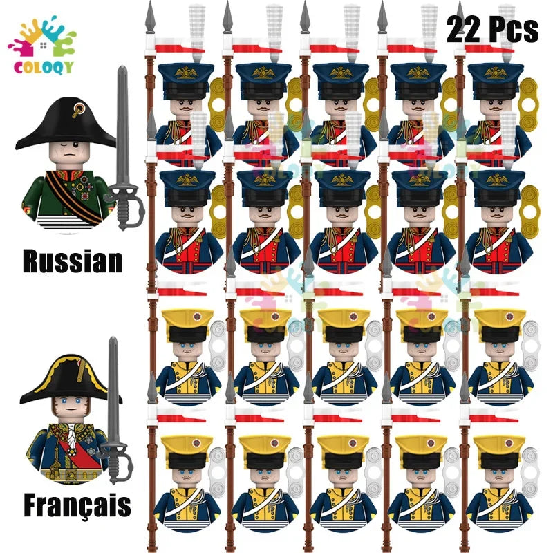 Kids Toys 22/10 Pcs Napoleonic Wars Military General Soldier Building Blocks Imperial Navy Figures Toys For Kids Birthday Gifts