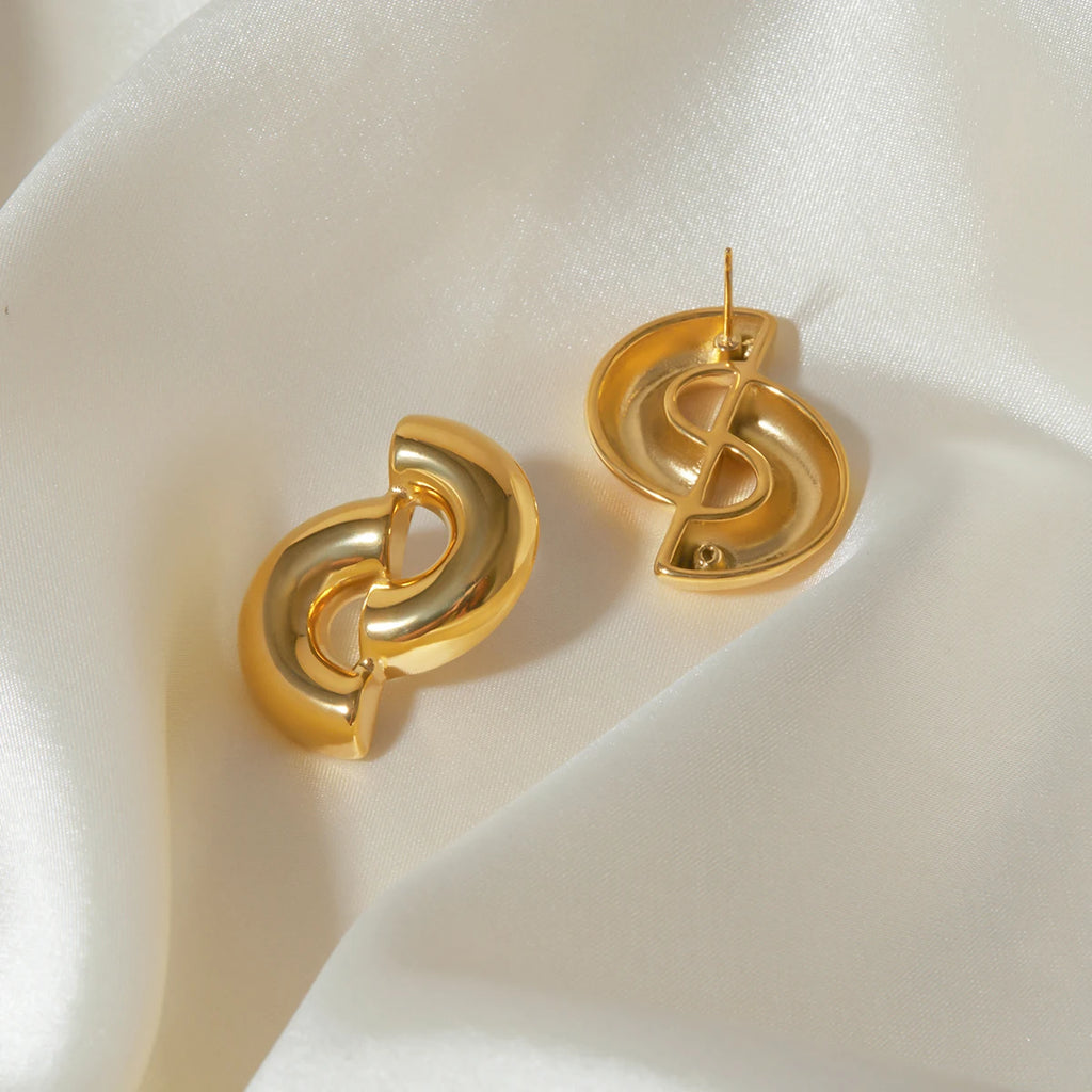 18 karat forgyldt delikat rustfrit stål Halvcirkel interlaced design øreringe lyse hyggelige rustsikre Bijoux Femme gallagave