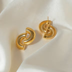 18 karat forgyldt delikat rustfrit stål Halvcirkel interlaced design øreringe lyse hyggelige rustsikre Bijoux Femme gallagave