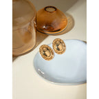 18K forgyldt metallisk geometrisk rustfrit stål glatte sejlgarn ovale øreringe Trendy kvinder Premium Statement galla smykker