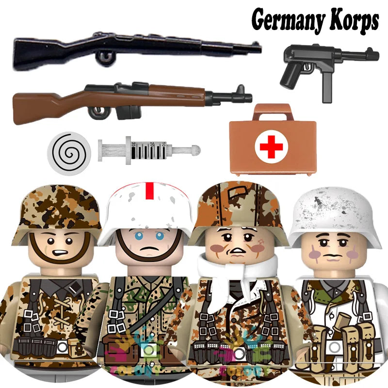 Kids Toys WW2 Building Blocks 4pcs/set US UK Soviet Soldiers Mini Action Figures Educational Toys For Kids Boys Christmas Gifts