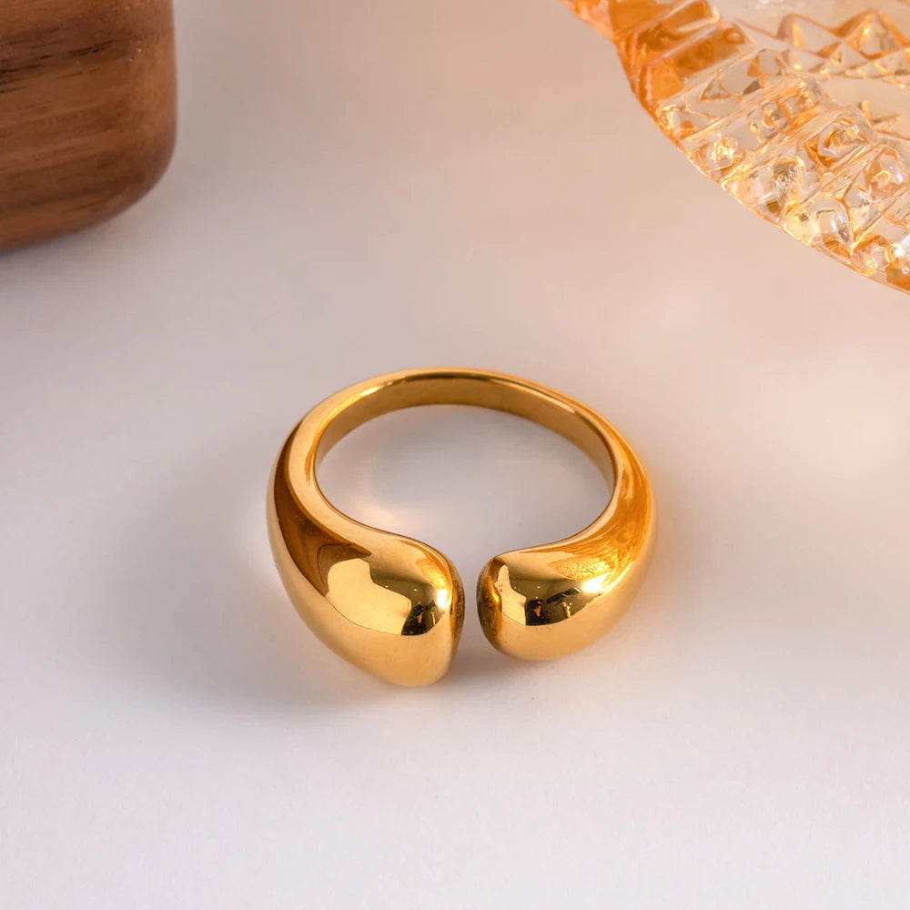 Hochglanzvergoldete Edelstahl-Ringe für Frauen, verstellbare offene Ringe, trendiger Schmuck für Frauen, neu