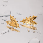 Boucles d'oreilles pendantes à clous en acier inoxydable plaqué or 18 carats, forme pointue semi-3D double, bijoux légers de luxe résistants au ternissement