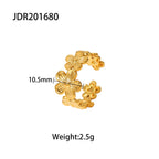 Modischer Edelstahl wasserdichter Blumenserie offener Ring Persönlichkeit Charms 18K PVD Echtgold 18K plattiert trendiger Schmuck