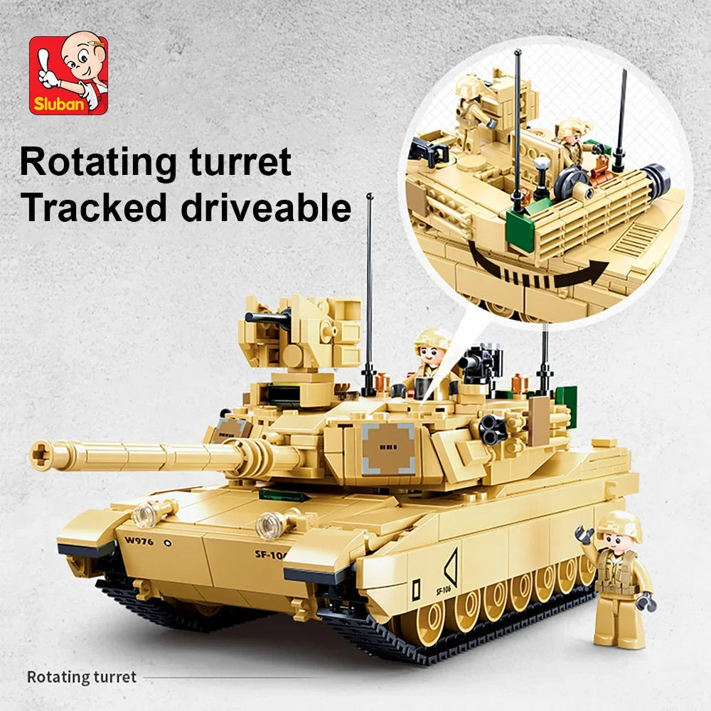 781PCS Military Series Model Building Block Toys, M1A2 Tank Model Creative DIY Toy Assembled Building Blocks Kit