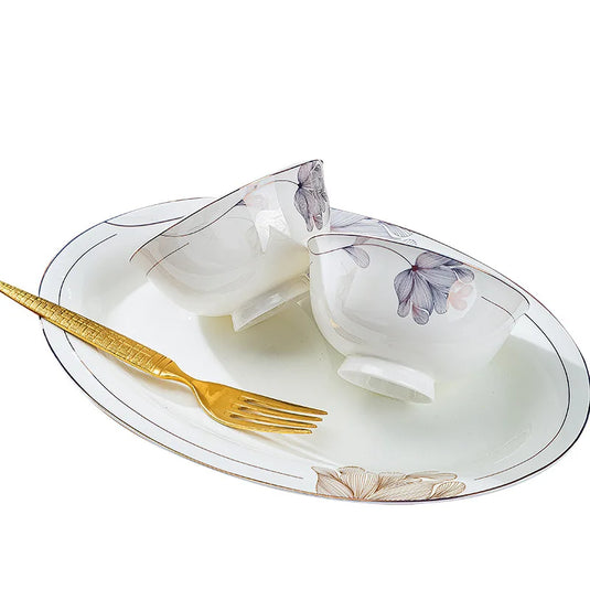 Vaisselle en porcelaine d'os de Jingdezhen, nouveaux bols, baguettes, plats, ensemble de bols et plats en céramique pour la maison de style chinois