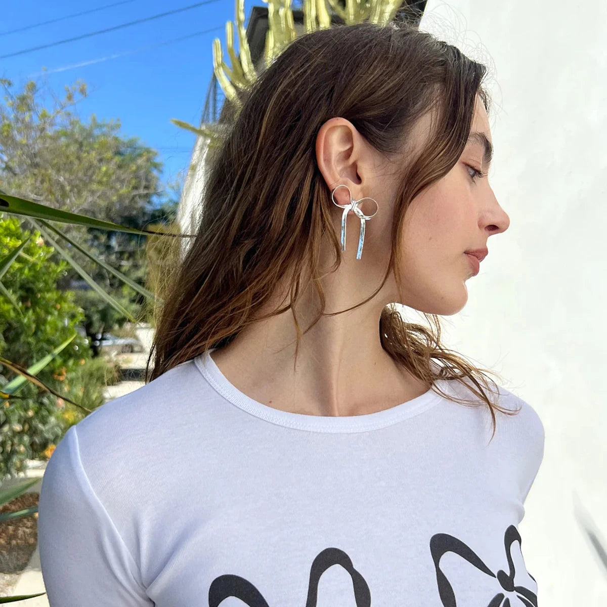 Kolczyk w kształcie kokardki z łańcuszkiem wężowym, modny, geometryczny, ze stali nierdzewnej pozłacanej 18K, dla kobiet, zapobiegający alergiom, biżuteria wyrazista