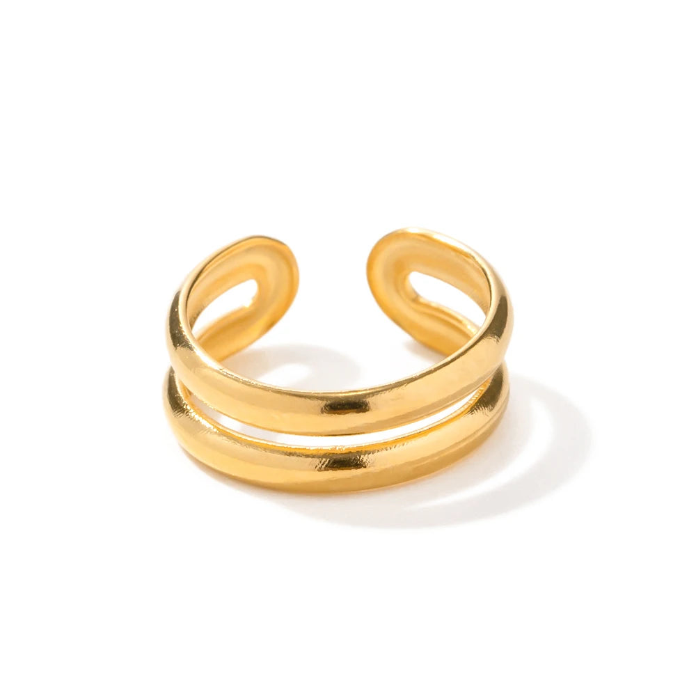 Kreativt dobbeltlagsdesign rustfrit stål klassiske øreclips til kvinder Vintage personlighed øreringe Smykker Festgave