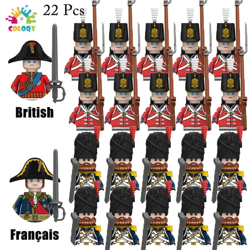Kids Toys 22/10 Pcs Napoleonic Wars Military General Soldier Building Blocks Imperial Navy Figures Toys For Kids Birthday Gifts