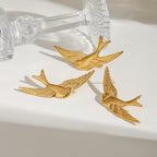 Minimalistiske 18 karat forgyldte Retro Swallow Øreringe Hårclips i rustfrit stål Damer Rustfast Udsøgte smykker Bijoux