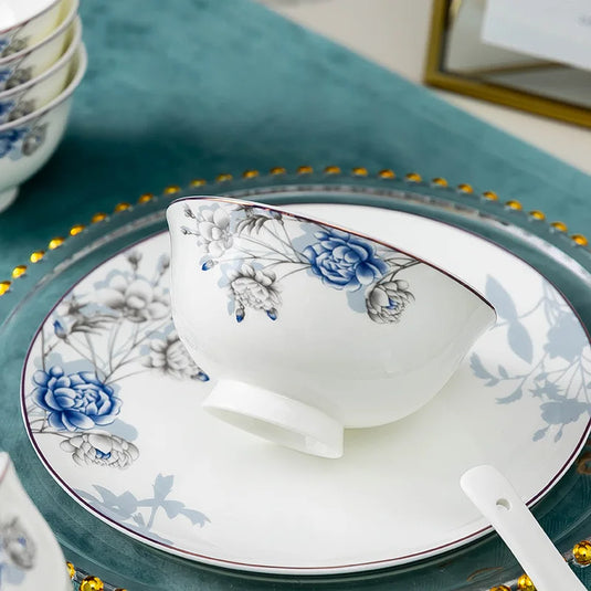 Jingdezhen Household Ceramic Bowls, Tableware Set, Bowls, Dishes, Chinese Bone Porcelain Tableware