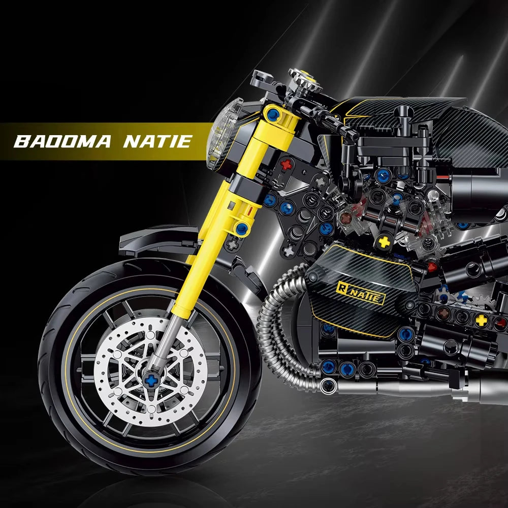 MOC Technical 1:8 Motorcycle Building Blocks Assembling Sports Car Bricks Toys for Boy Christmas Gift Educational Toy Set 563PCS