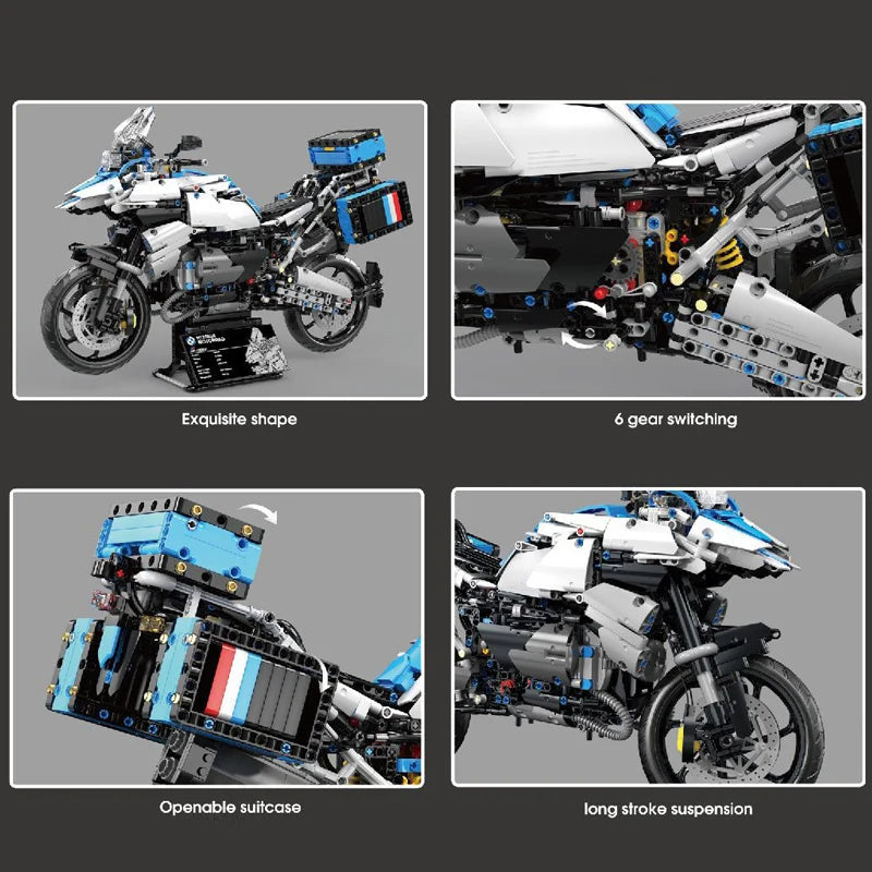 New 1:5 Motorcycle R1250 GS Building Blocks Model MOC City Sports Car Technical Bricks Assembling DIY Toys for Boys Gift Set