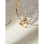 Sea Beach Edelstahl symmetrische Muschelform offener Ring Licht gemütlich Damen Charme 18K PVD-beschichtet wasserdicht Schmuck Femme