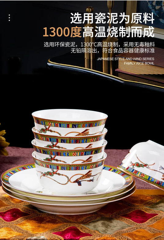 Jingdezhen Ceramic Tableware European Style Side Bowls, Dishes and Dishes Set for Home Use