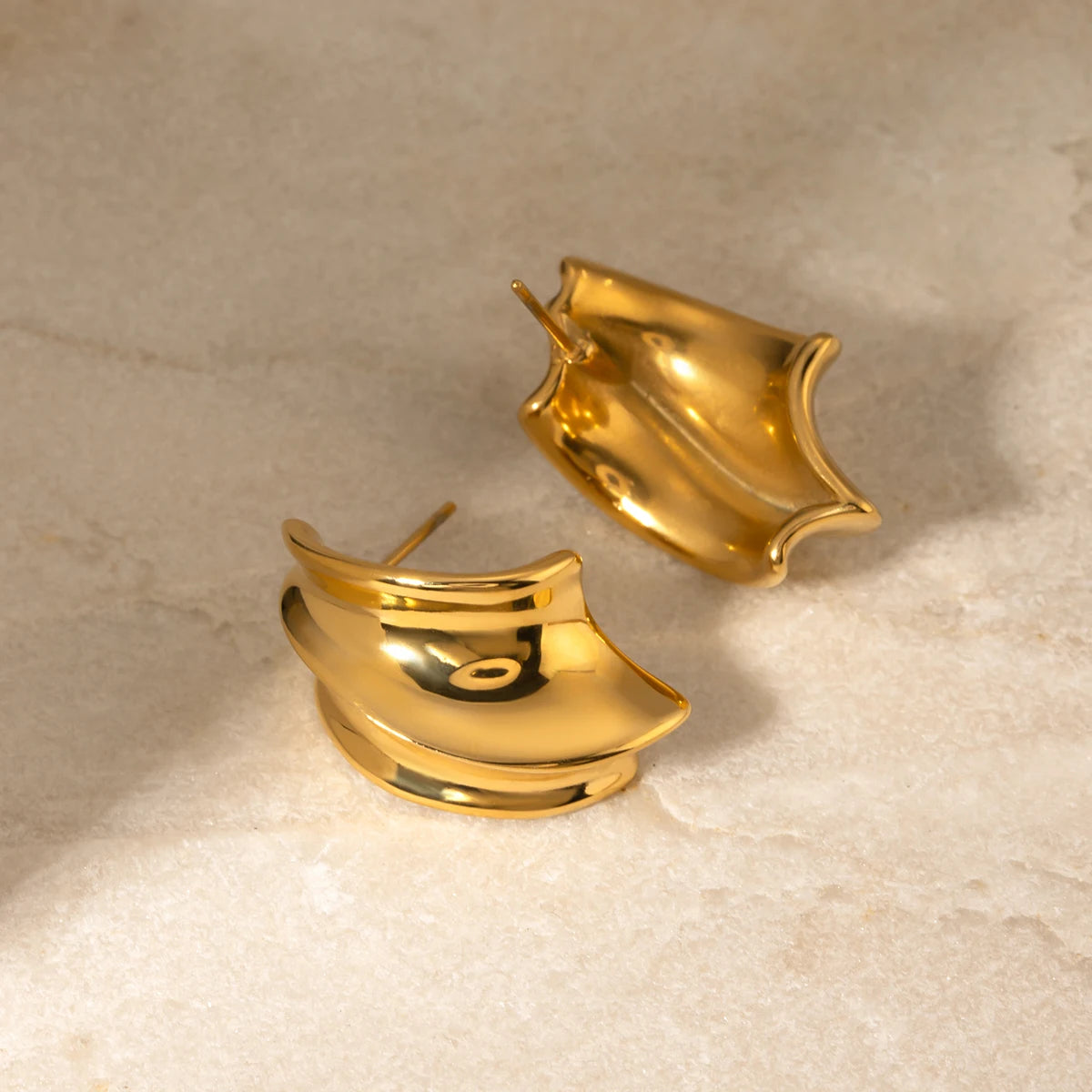 Minimalistisk rustfrit stål 18 karat guld mode uregelmæssigt design øreringe Rustfrit forhindrer allergi Trendy charmsmykker