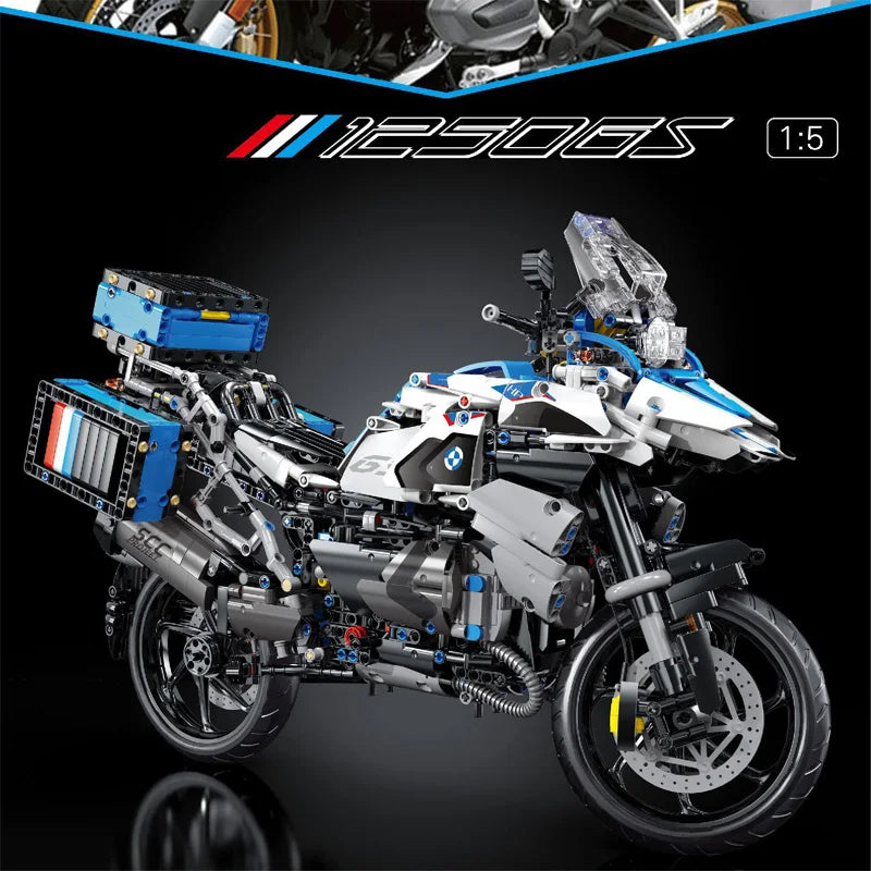 New 1:5 Motorcycle R1250 GS Building Blocks Model MOC City Sports Car Technical Bricks Assembling DIY Toys for Boys Gift Set