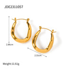 18k Gold Plated Delicate Stainless Steel Wavy Design U-shaped Hoop Earrings Light Cozy Jewelry for Women