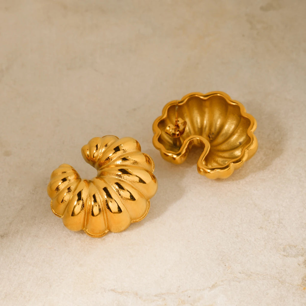 Pendiente grueso envolvente de croissant moderno chapado en oro de 18K de acero inoxidable clásico encantador único accesorios de joyería para gala