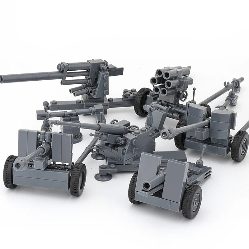 WW2 Germany Military Weapons Building Blocks Army Soldier Figure Anti-tank Gun Cannon Parts MOC Model Bricks Toys For Children ﻿