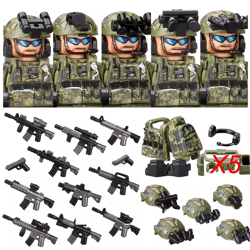 Military Special Forces MOC Building Block German KSK Special Forces Soldier Figure SWAT Army Gun Weapon Vest Backpack Brick Toy
