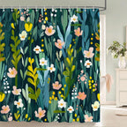 Nordic Shower Curtain Flower Plant Pattern Bathroom Curtains Bath Screen Waterproof for Home Bathroom Decor Print Shower Curtain